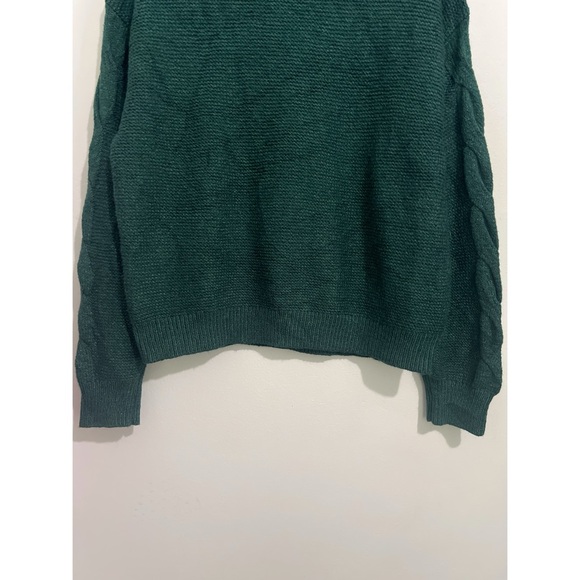 J.Crew Sweater Women’s Large Green Mockneck Cable Sleeve CF051 - Picture 6 of 13